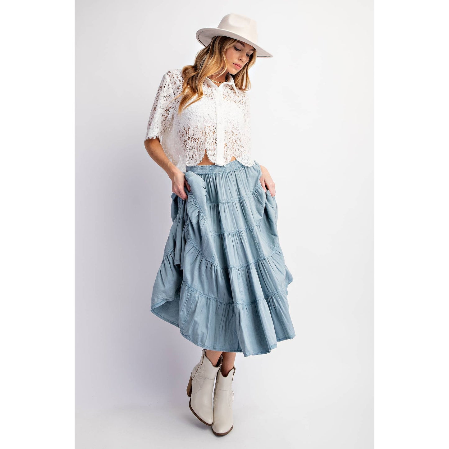 White Scallop Lace Crop Top