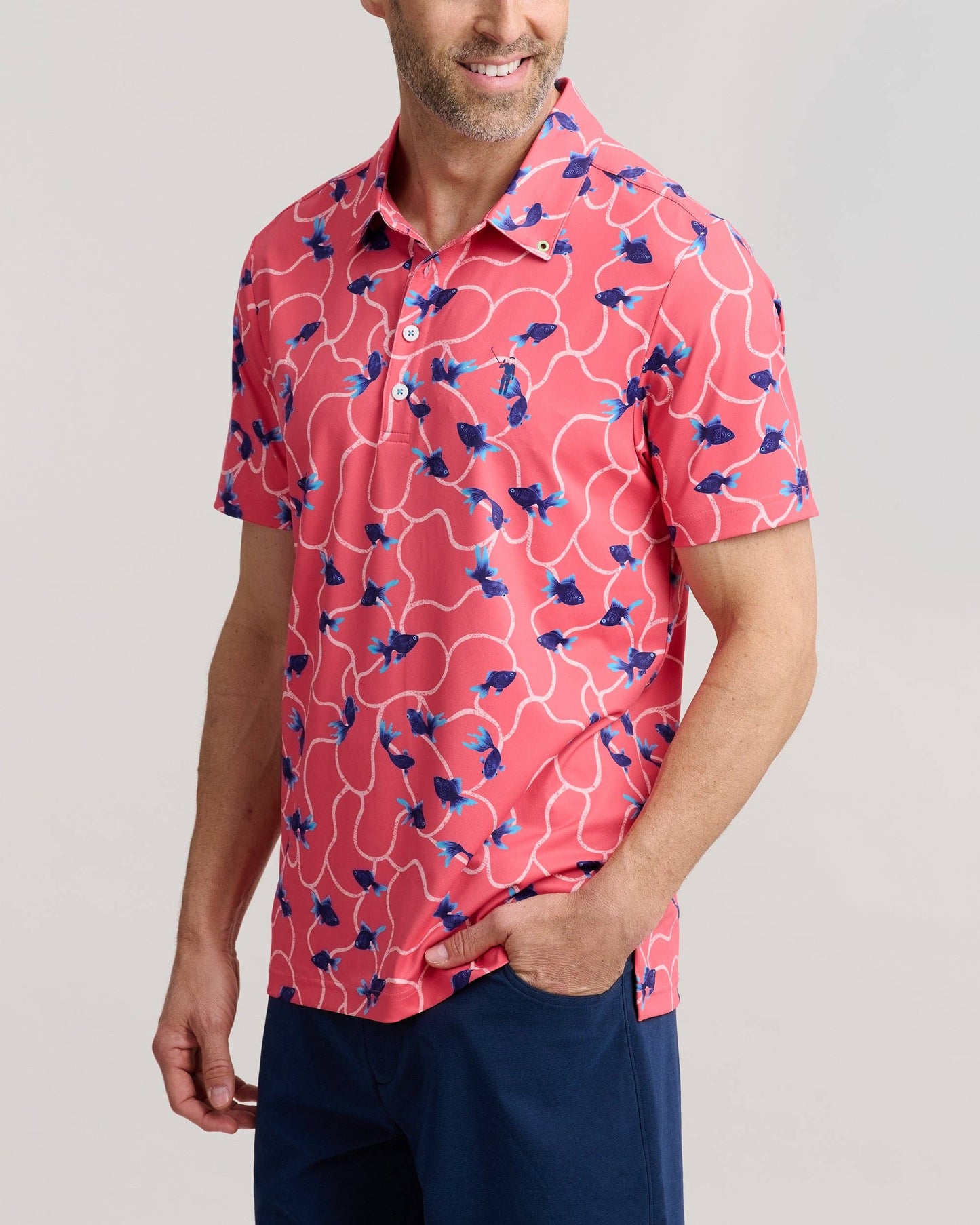 Fish Food Men's Polo: Antique Red / L