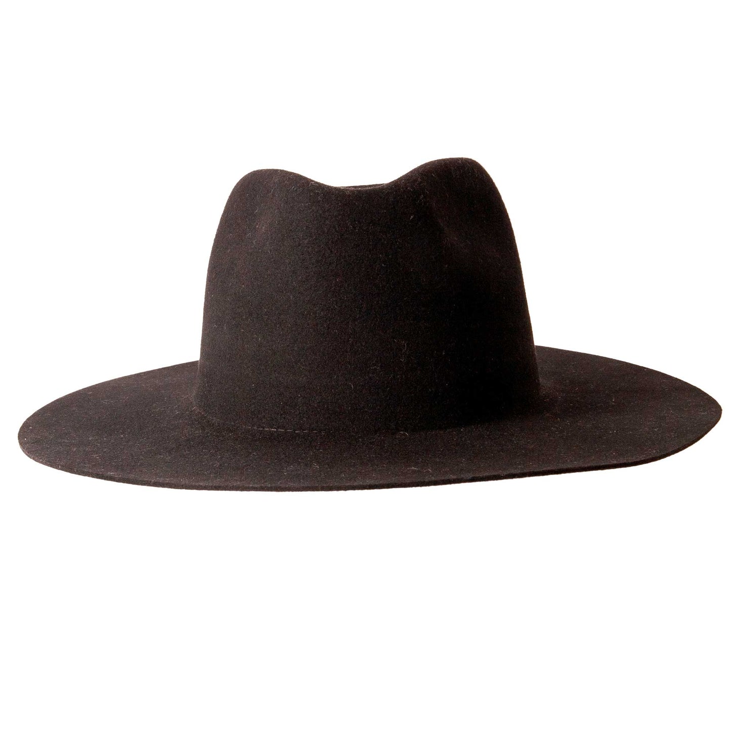 100% Wool Felt Flat Brim Fedora Hat - Style Rancher: Black / SM