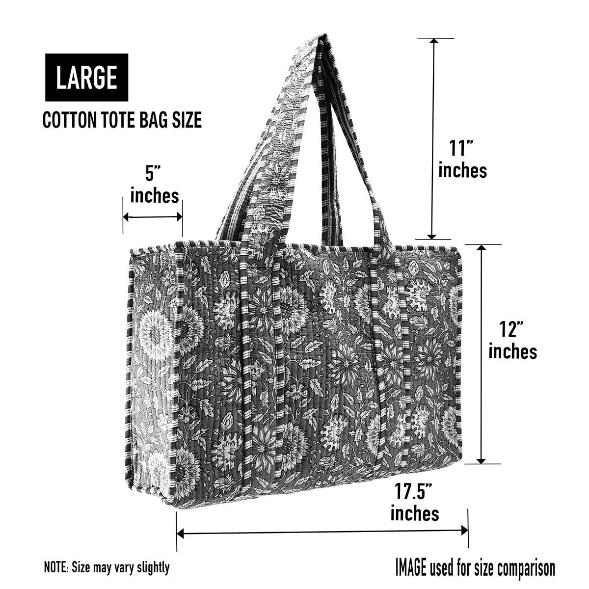 Cotton Fabric Patch Block Print Tote Bag Large