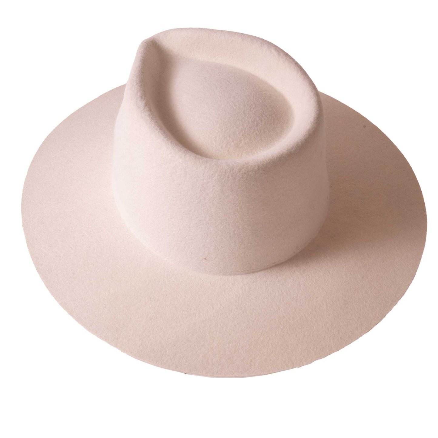 100% Wool Felt Flat Brim Fedora Hat - Style Rancher: Black / SM