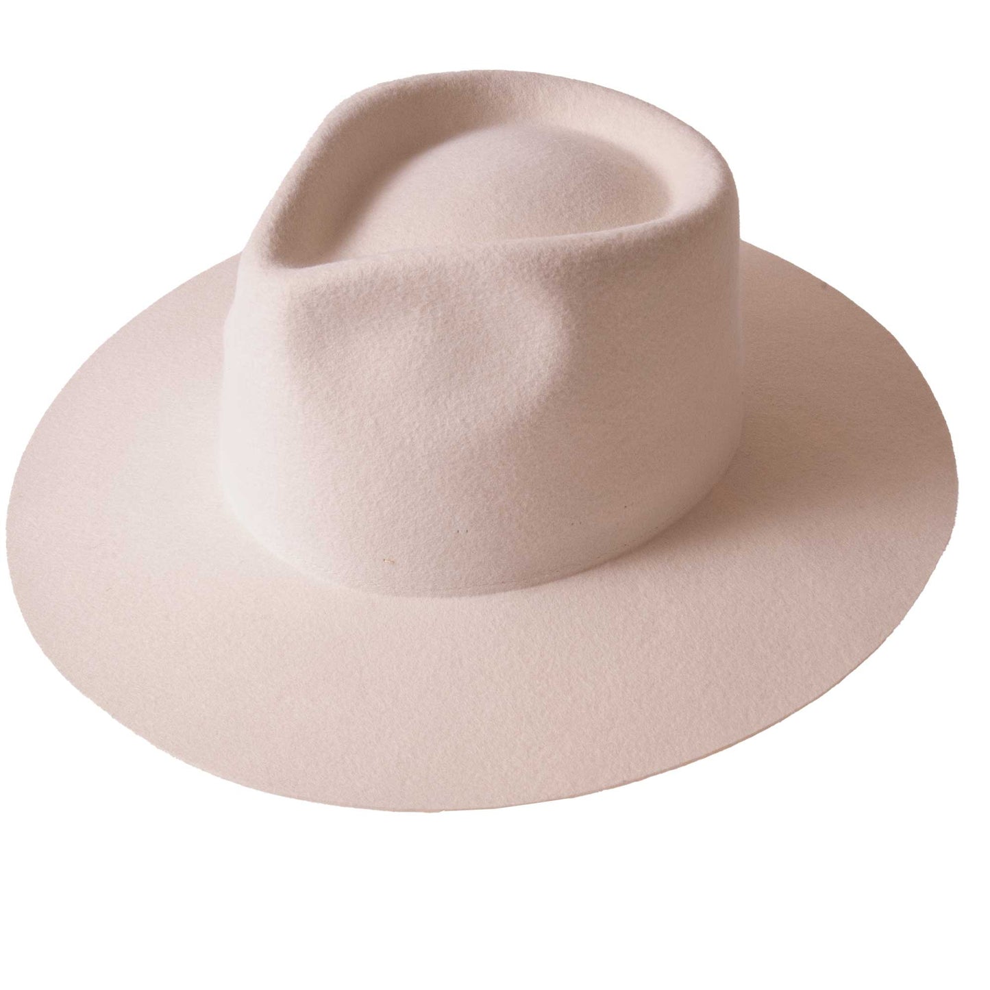 Sand 100% Wool Felt Flat Brim Fedora Hat - Style Rancher