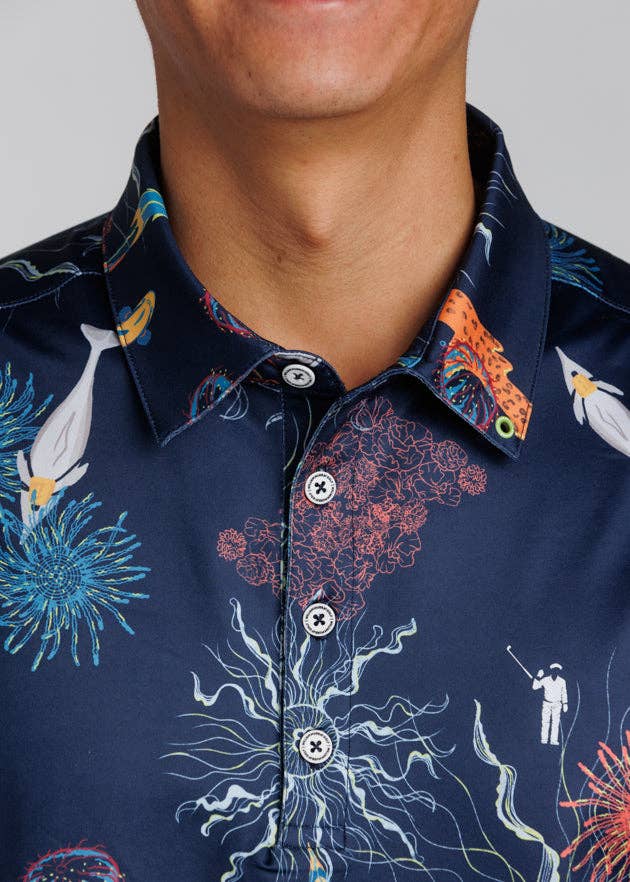 Electric Sea Men's Polo: Navy