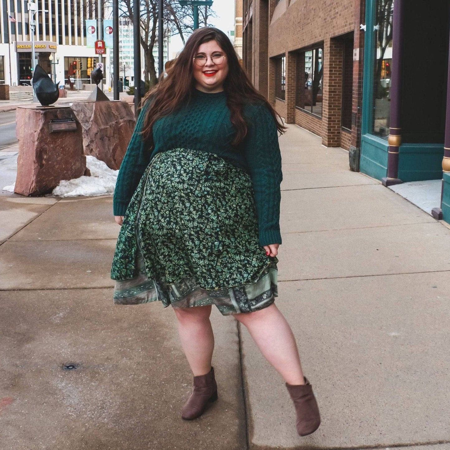 Sari Wrap Skirt: Neutral Tones / Tea Length