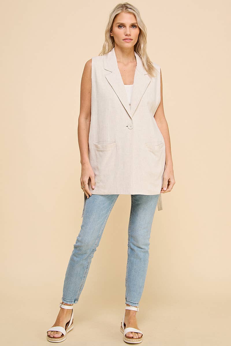 Side Strap Detail Jacket Vest: Off White