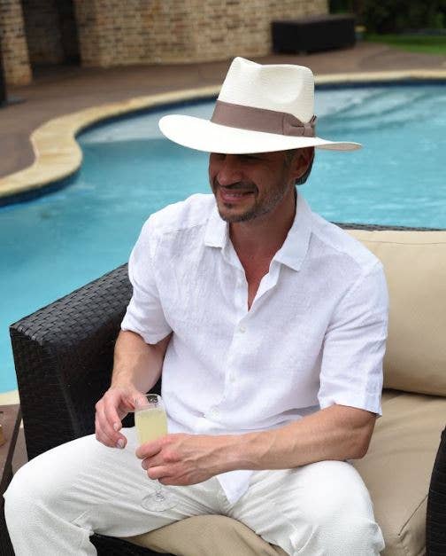 Straw Outback Wide Brim Sun Hat - Style Lennox: Ivory / L/X