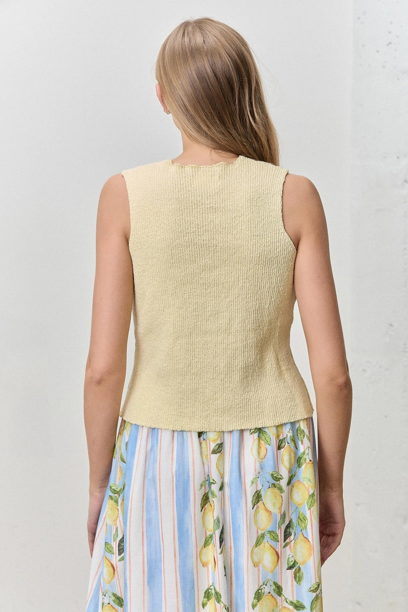 Knit Button Up Vest Top