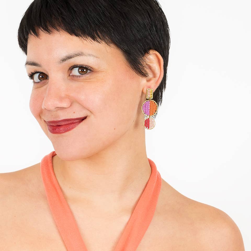 Mod Block Earrings: Deep Pop