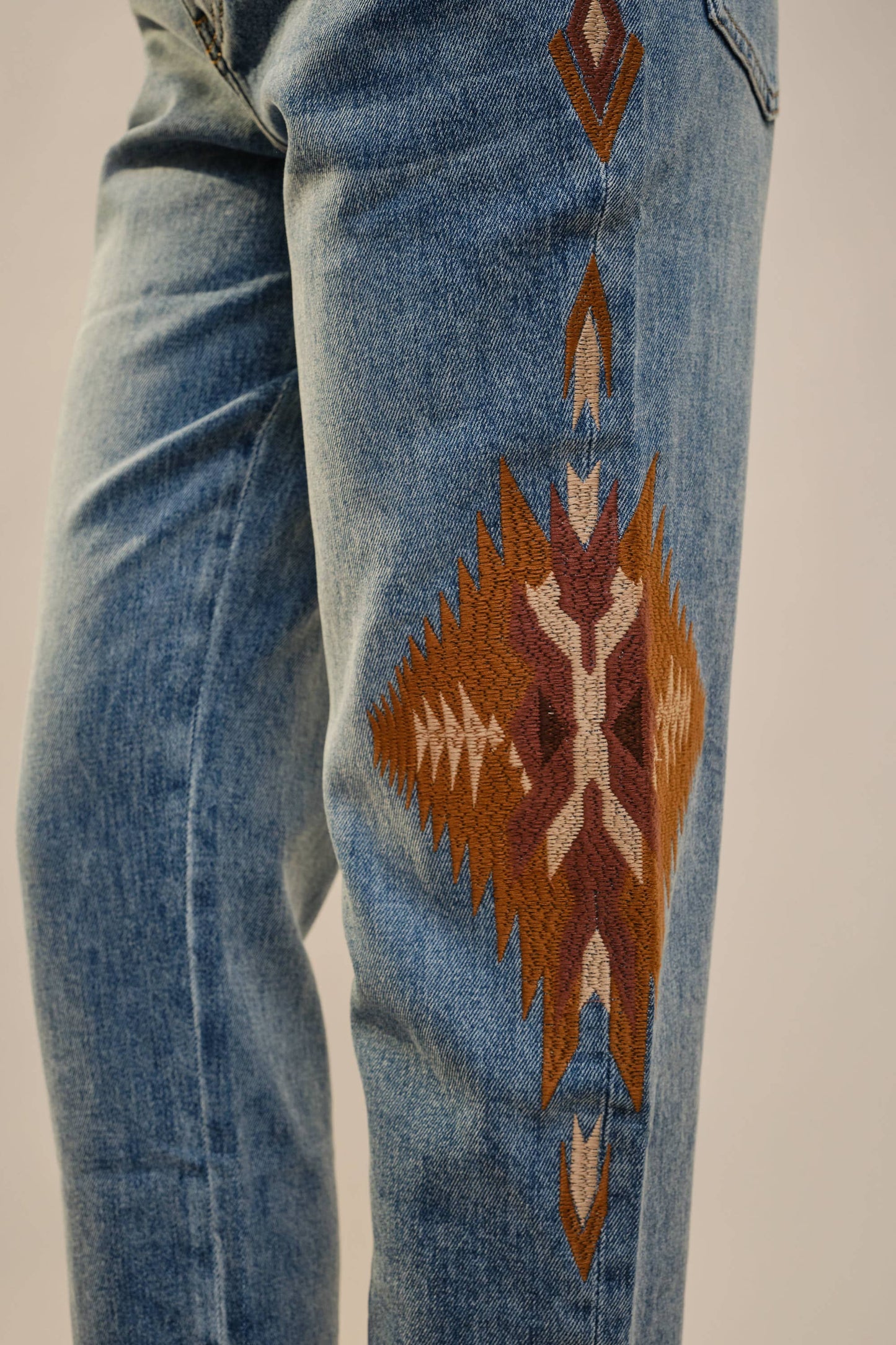 Embroidered Straight Leg Jeans