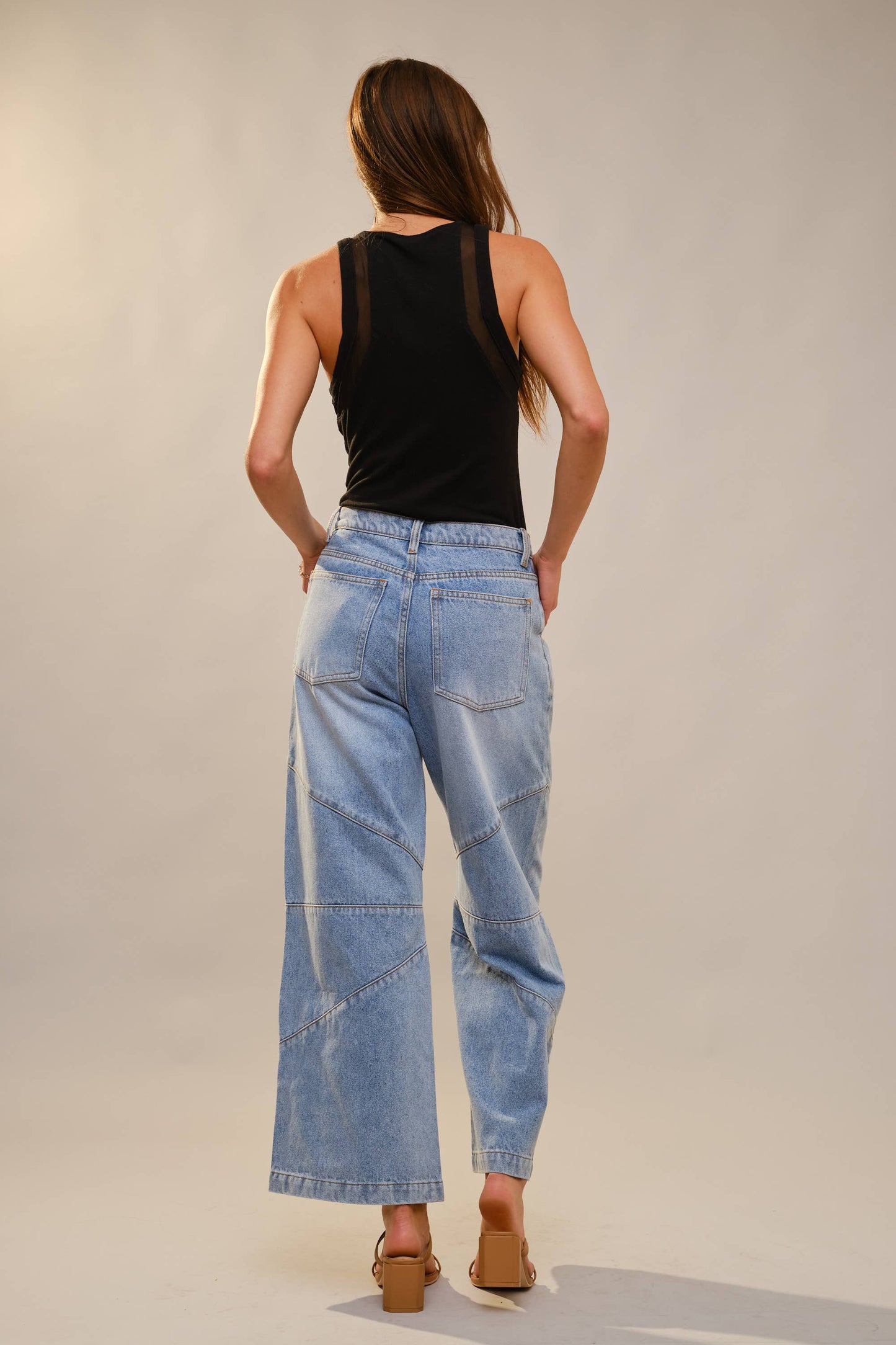 Medium Wash Baggy Wide Leg Jeans