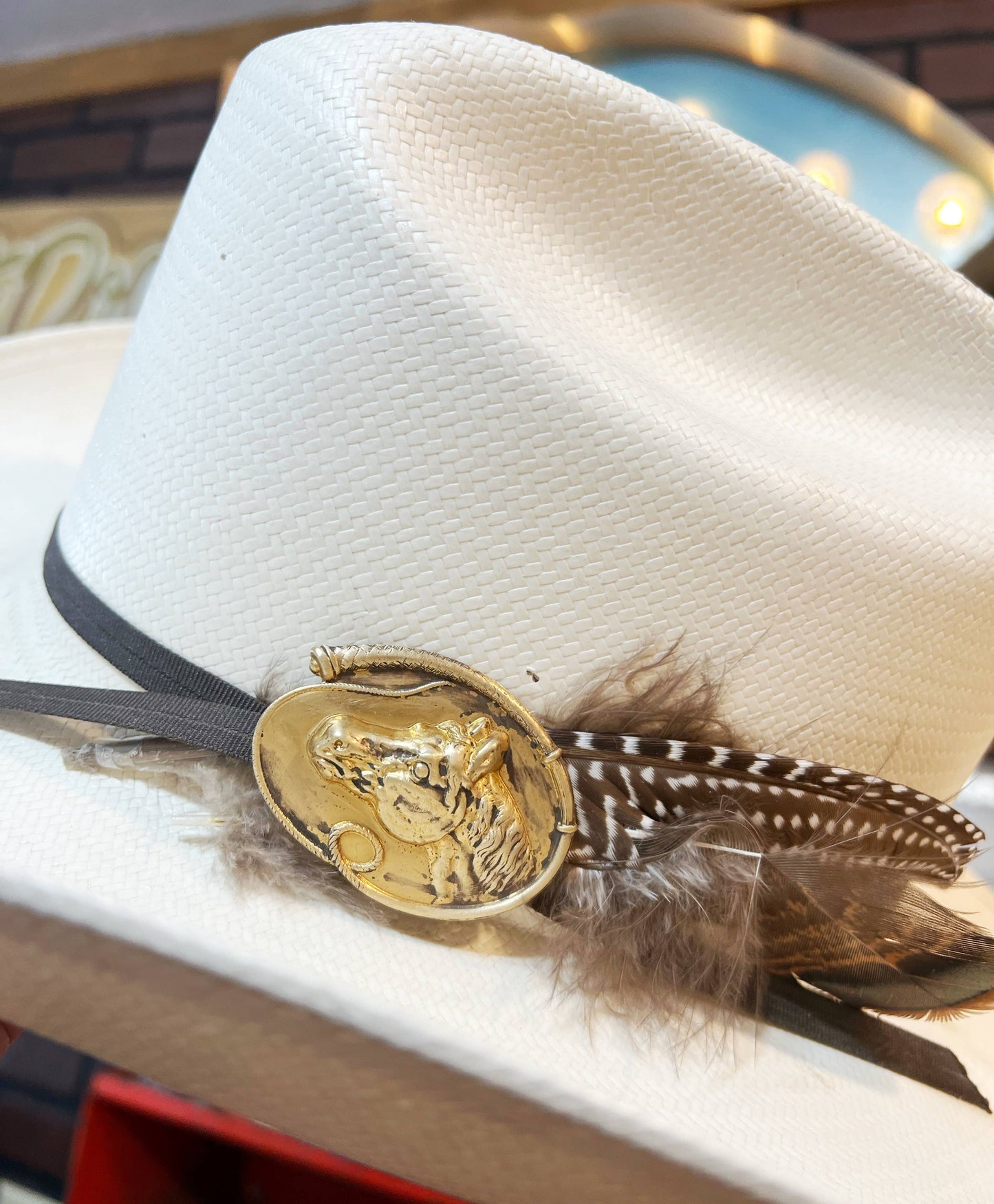 Brass Patina Horse Head Flat Hat Pin Hat Bar