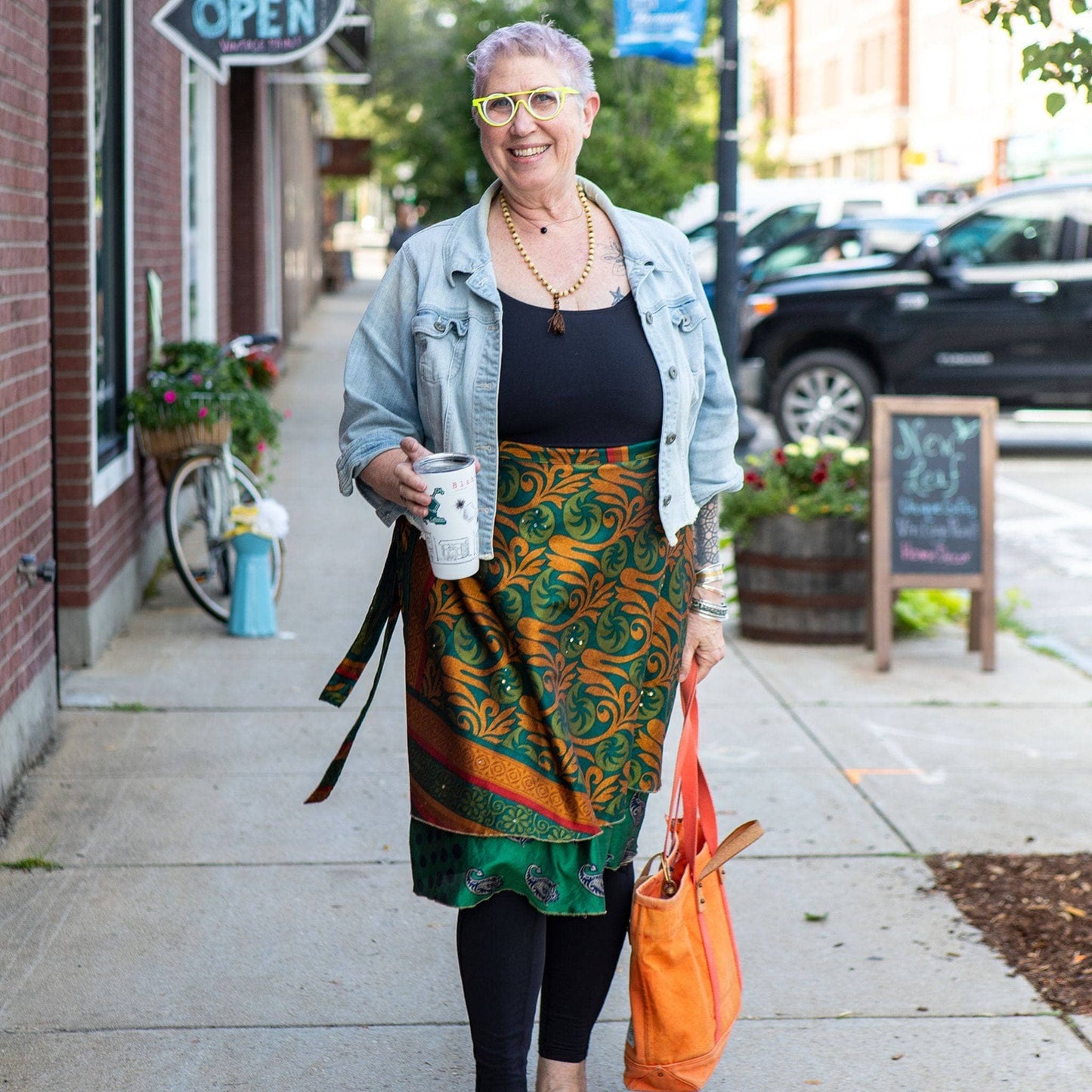 Sari Wrap Skirt: Neutral Tones / Tea Length