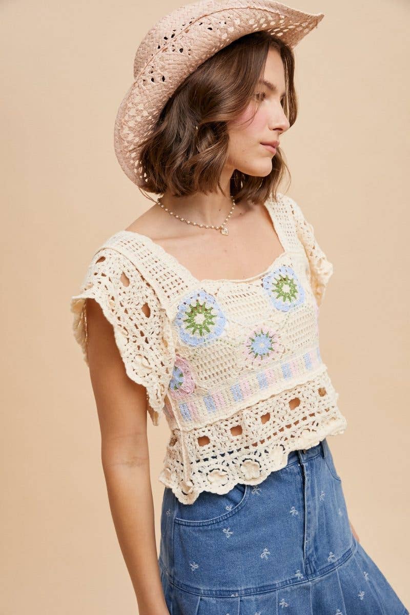 Desert Bloom Crochet Crop Top