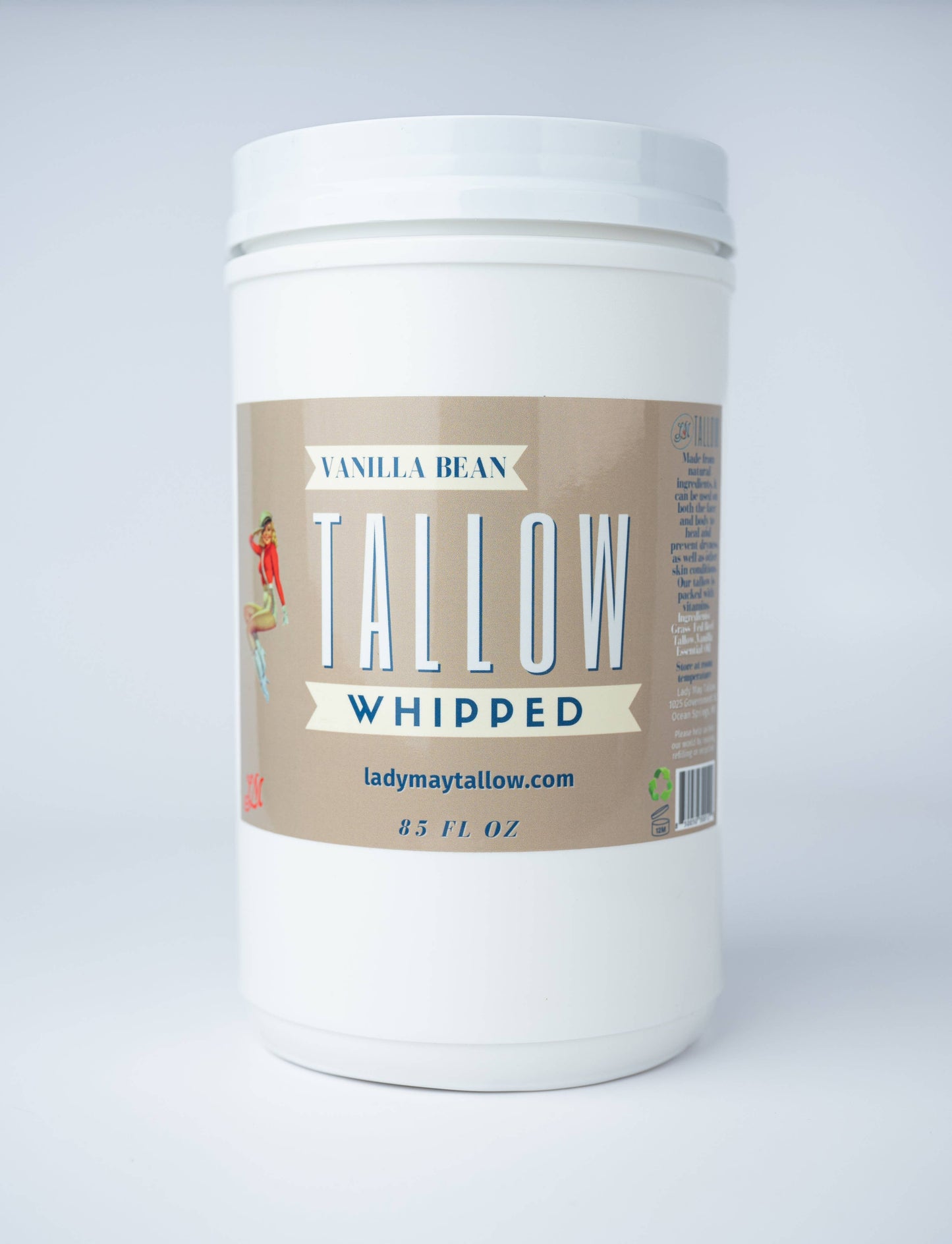 Vanilla Whipped Tallow Moisturizer – 120,000+ Sold | Premium Beef Tallow Skincare | Lady May Tallow: 9oz