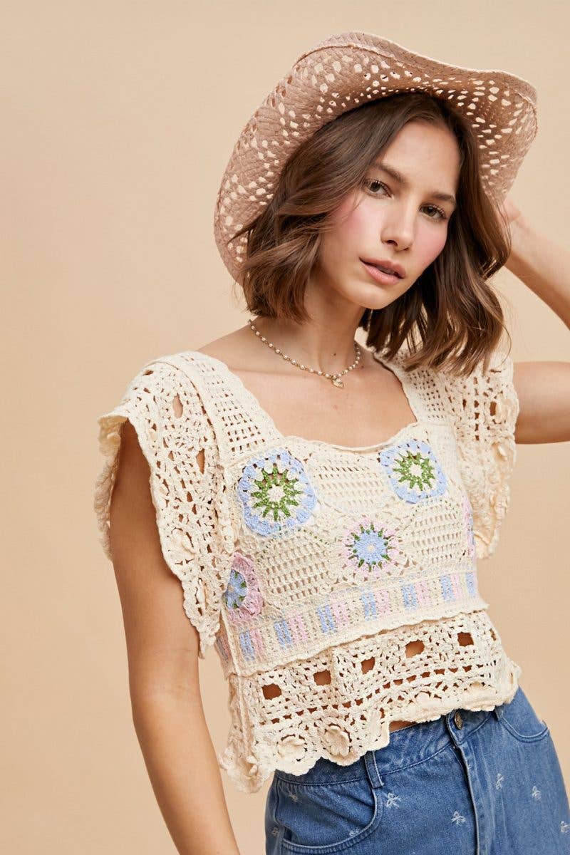 Desert Bloom Crochet Crop Top
