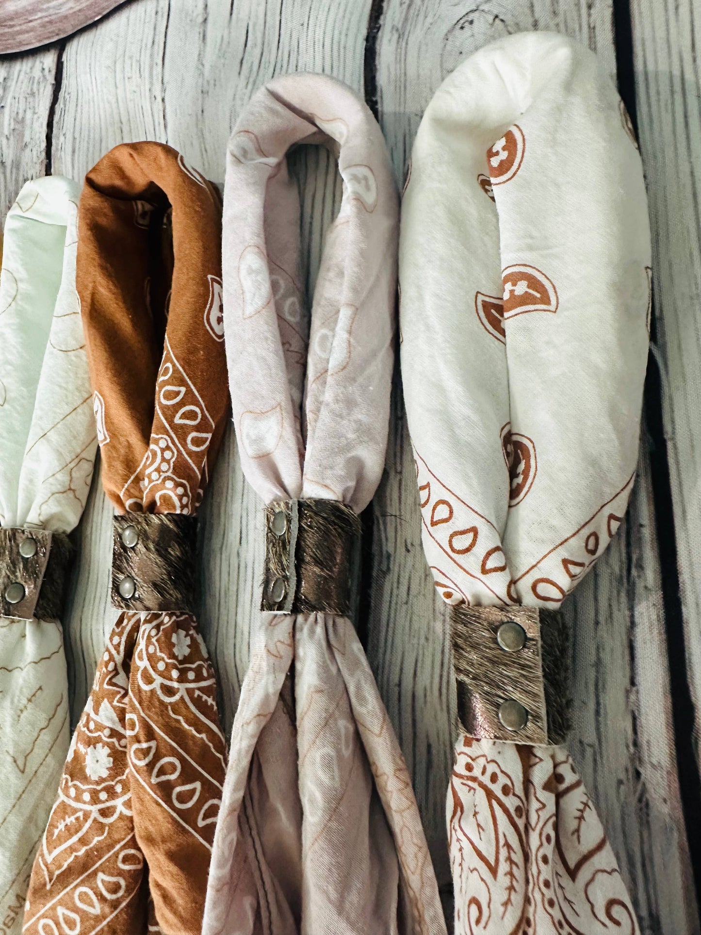 Terracotta Hues Hand Dyed Bandanas With Leather Slides