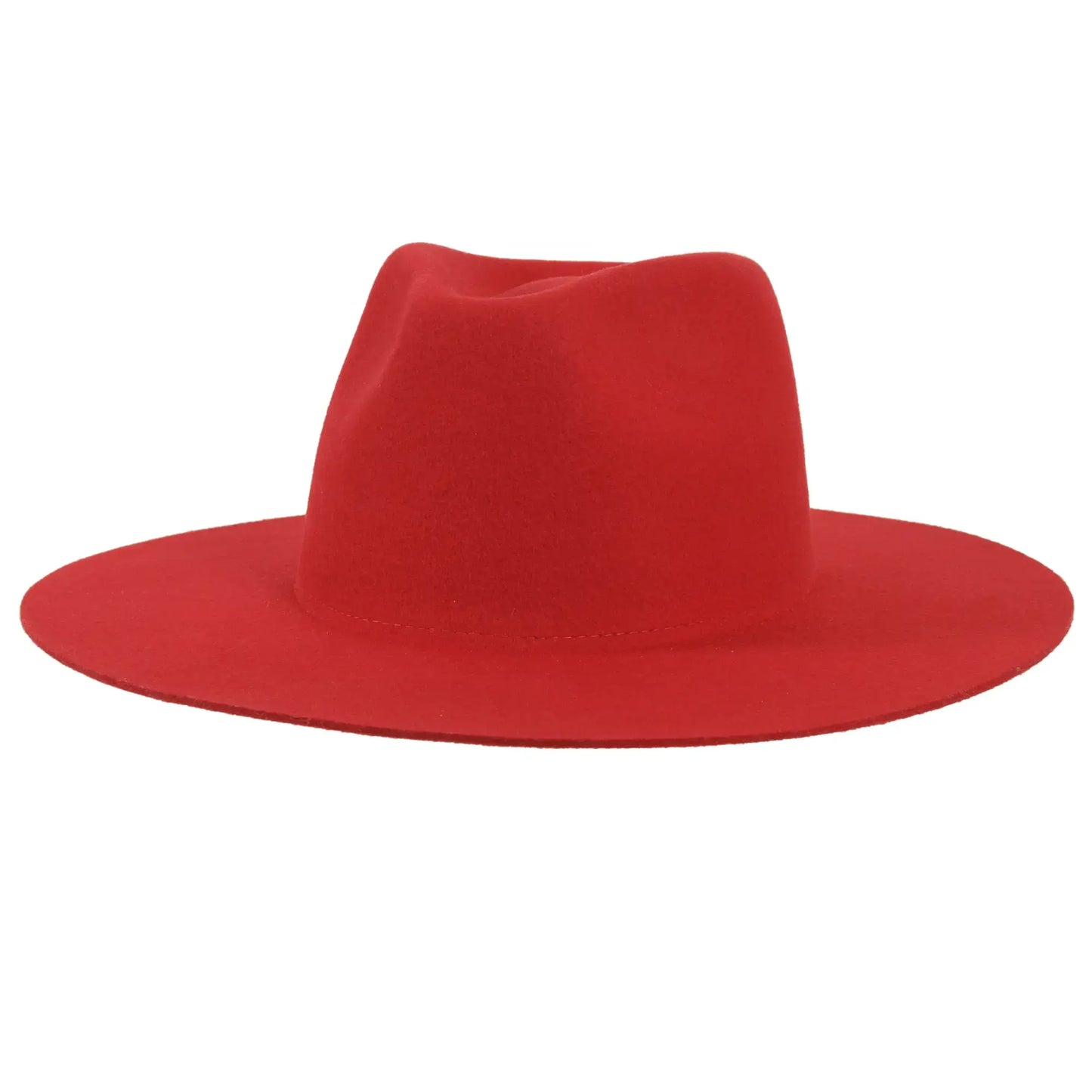 100% Wool Felt Flat Brim Fedora Hat - Style Rancher: Black / SM