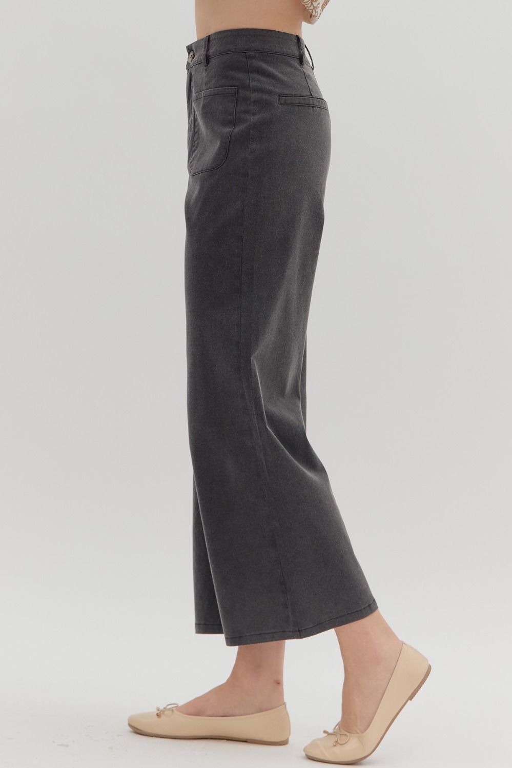 Black Crop Wide Leg Pants