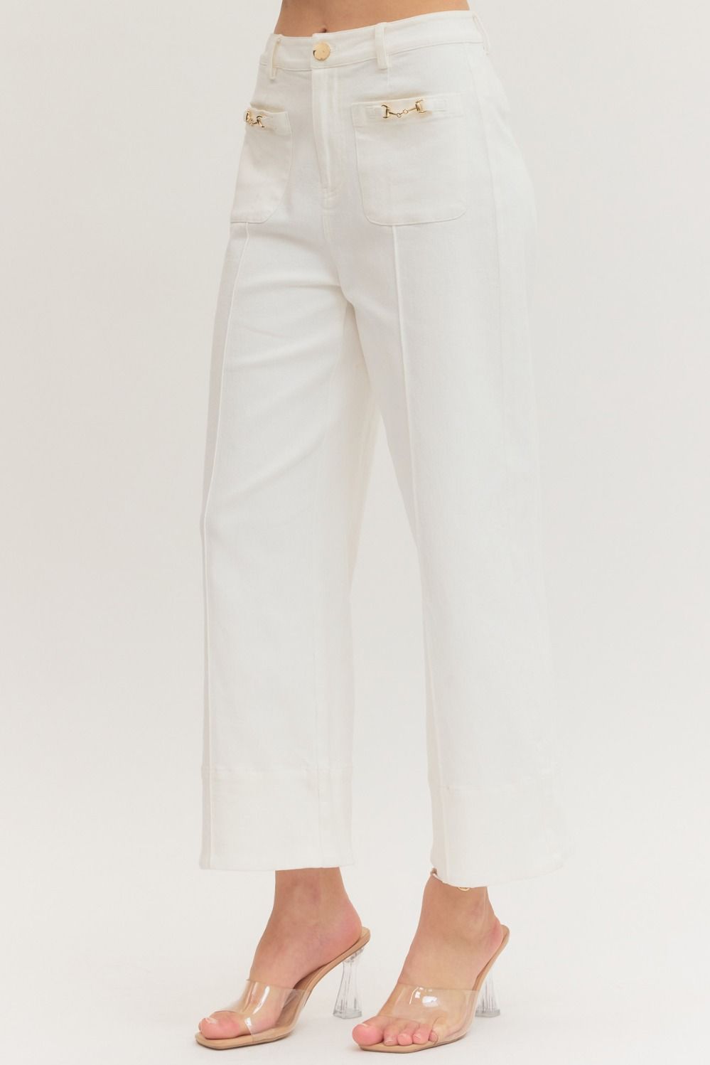 Horse Bit Off White Wide Leg Pants
