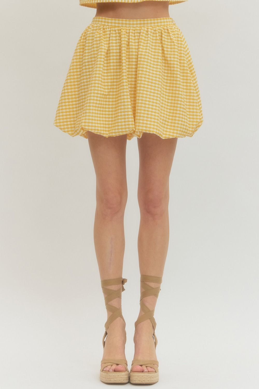Yellow Gingham Mini Skirt