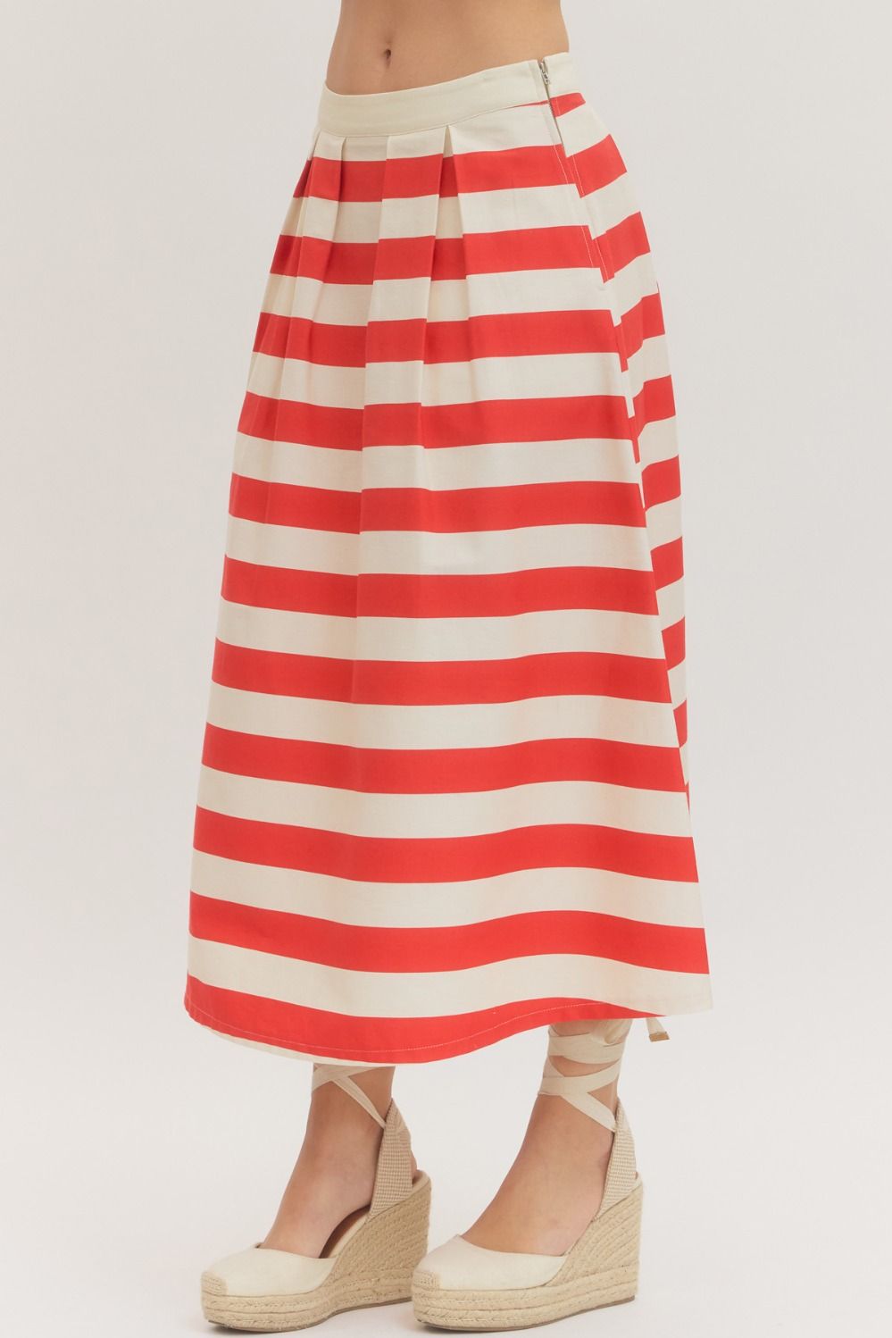Red Striped Maxi Skirt (part of a set)