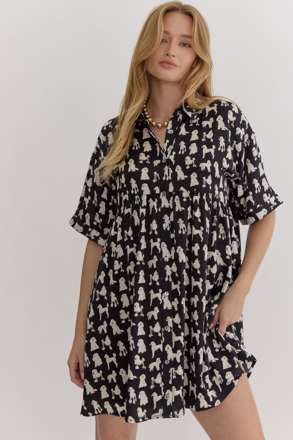 Poodle Parade Satin Mini Dress