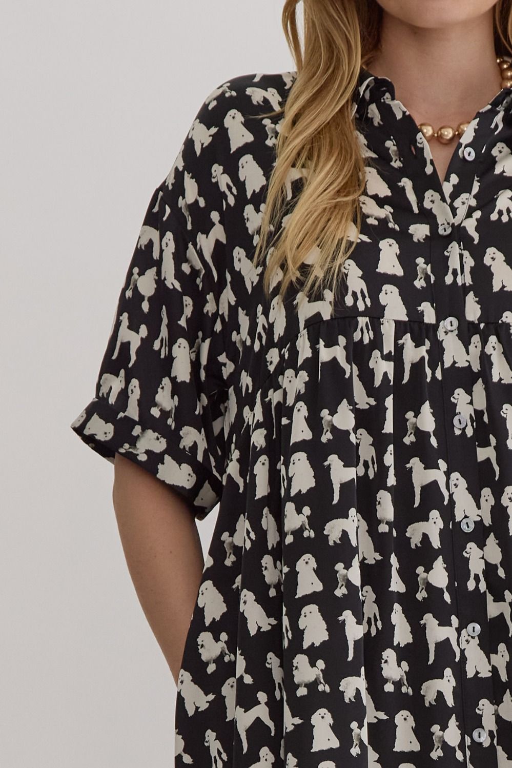 Poodle Parade Satin Mini Dress