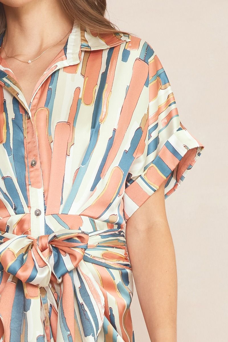 Sunset Strokes Satin Midi Dress