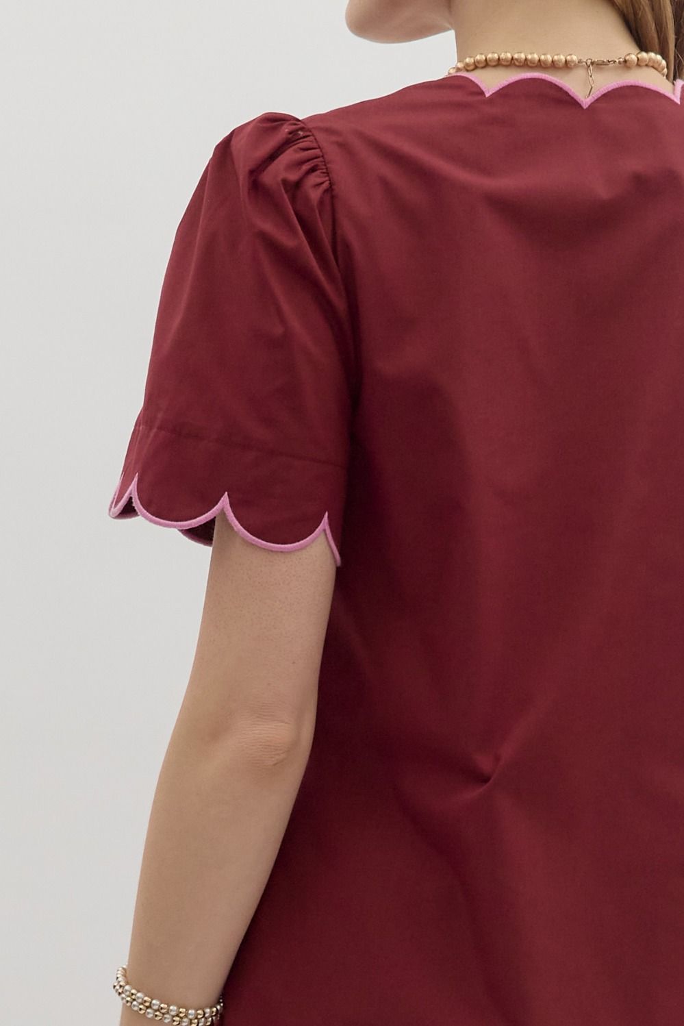 Burgundy Scallop Mini Dress