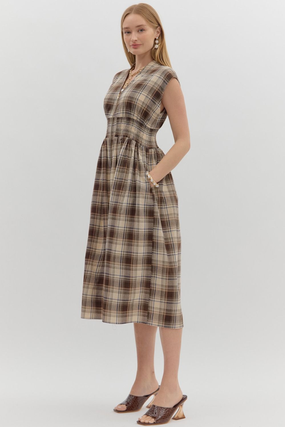 Prairie Muse Plaid Midi Dress