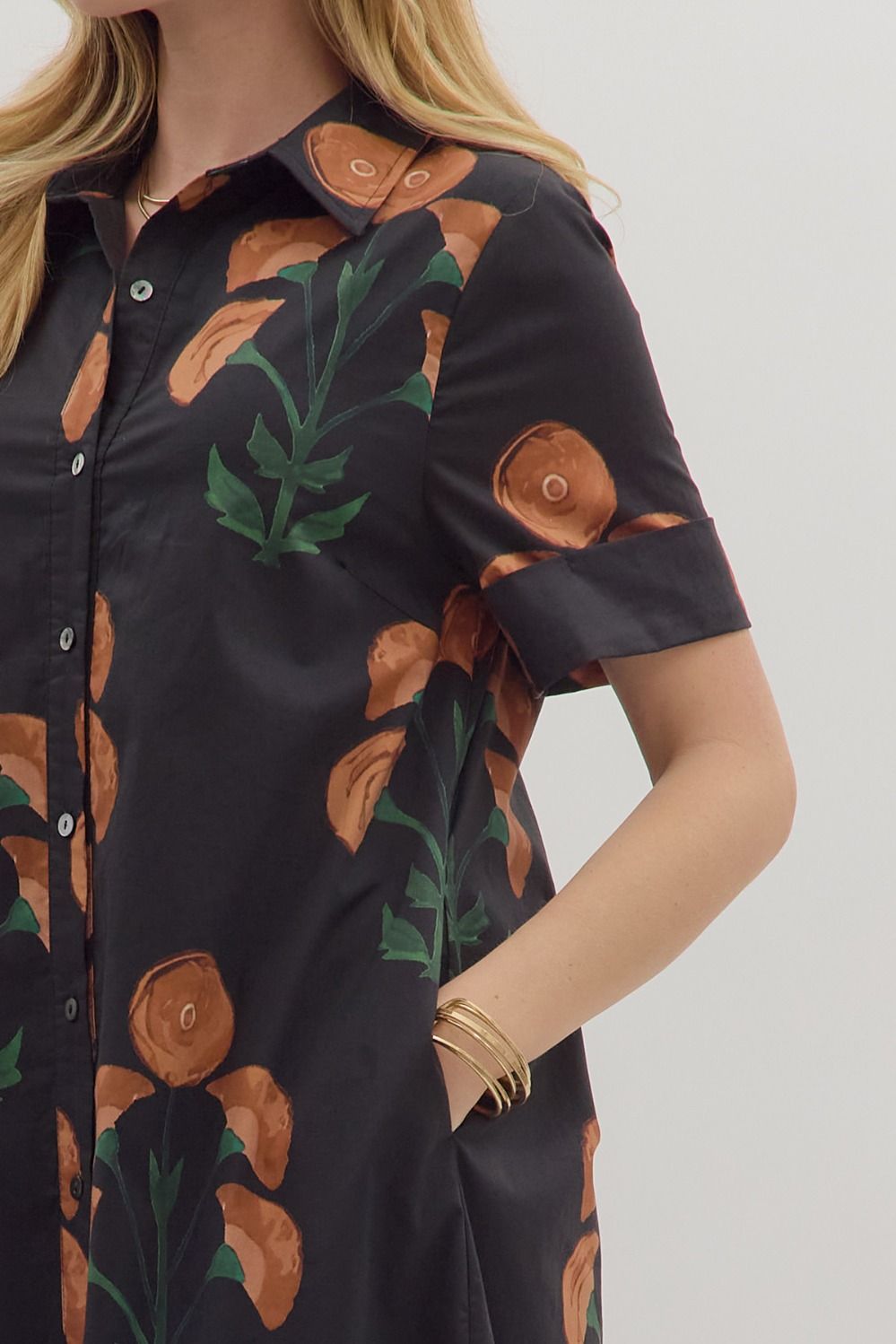 Black Floral Midi Dress