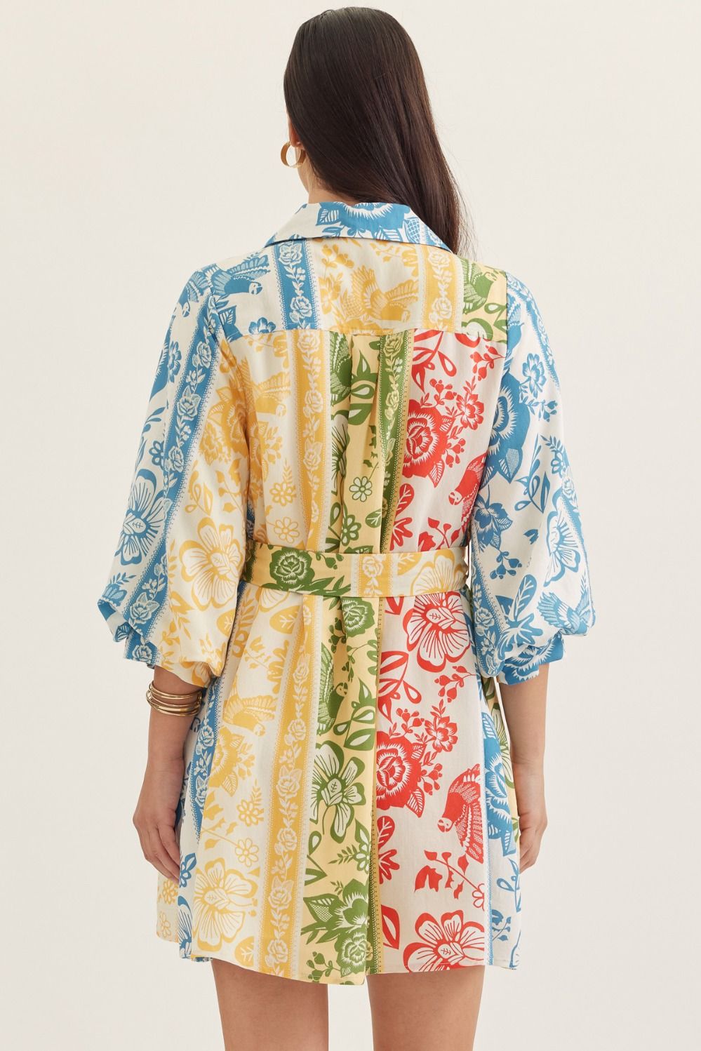 Denim Blue Botanical Stripe Dress