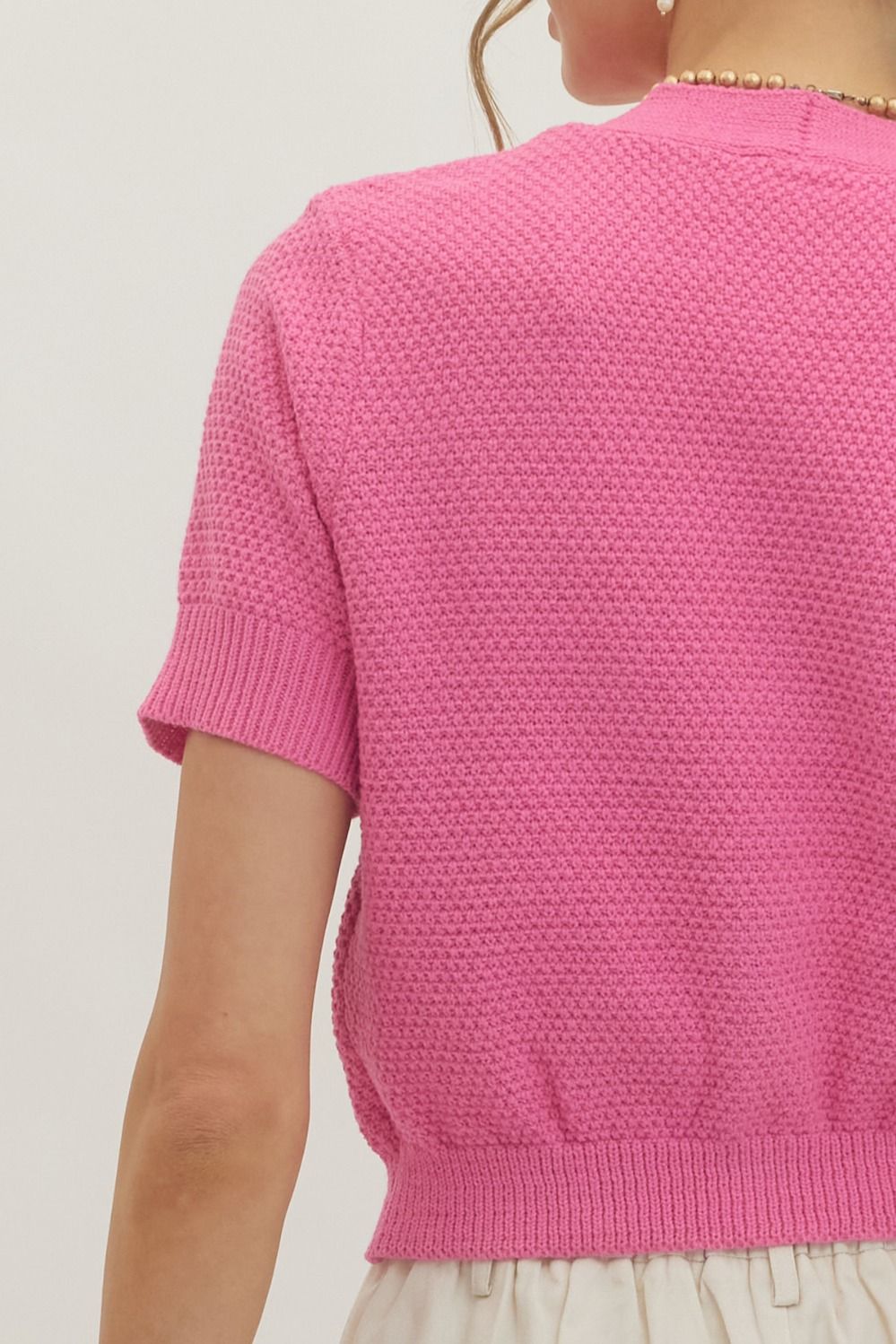 Pink Short Sleeve Sweater
