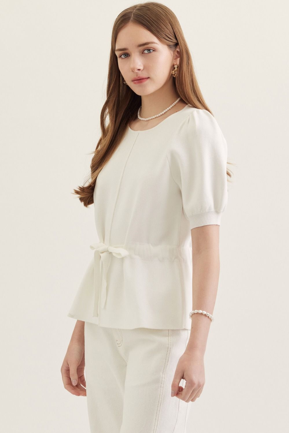 Knit White Tie Top