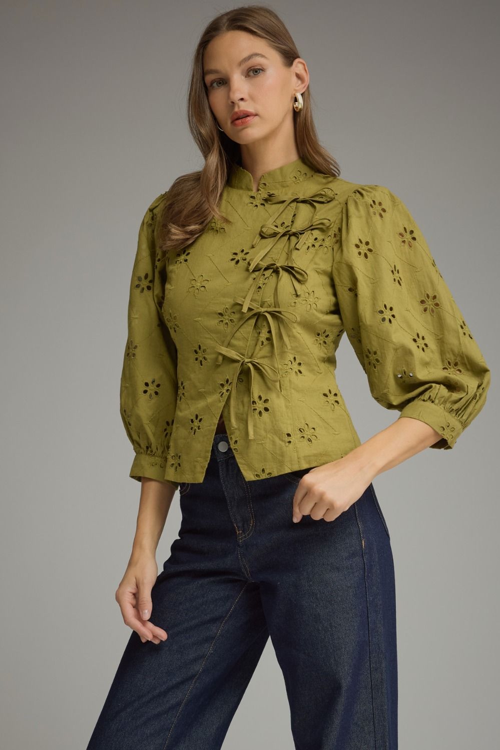 Olive You Eyelet Top
