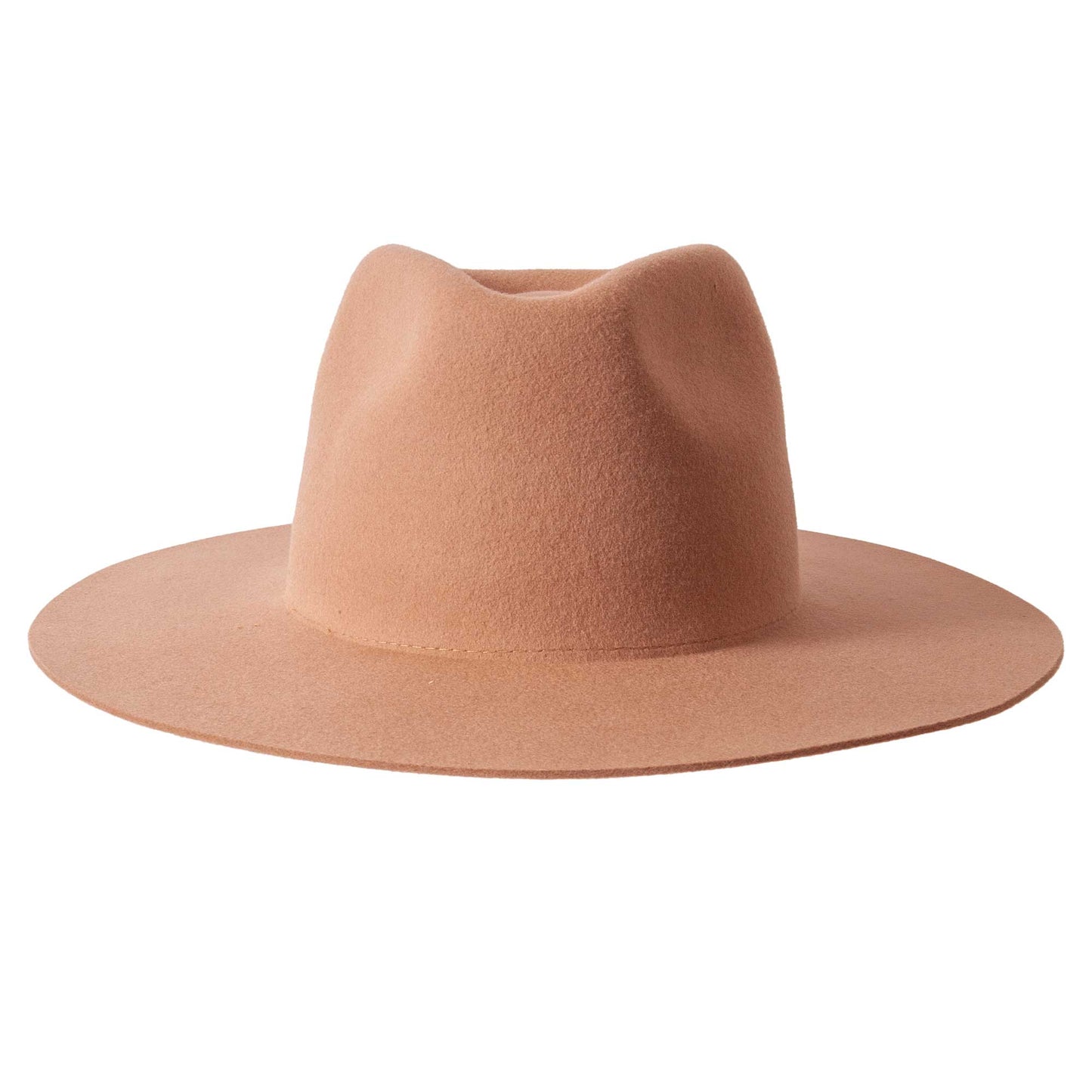 100% Wool Felt Flat Brim Fedora Hat - Style Rancher: Black / SM