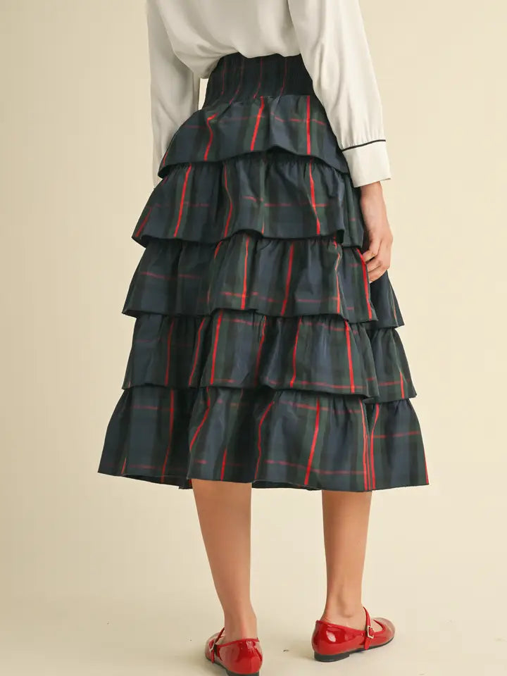 Plaid Tiered Skirt