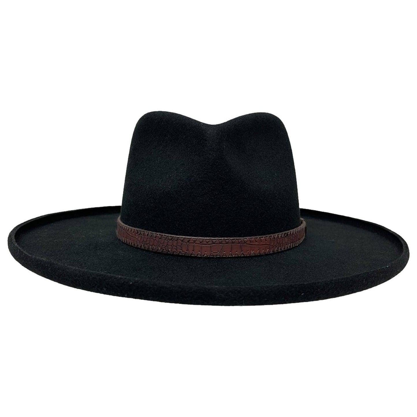 Pencil Rim Wool Felt Fedora Hat - Style Hudson: BLACK / LG