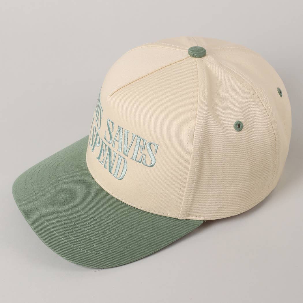 JESUS SAVES I SPEND Embroidery Trucker Hat: HOT PINK / ONE SIZE