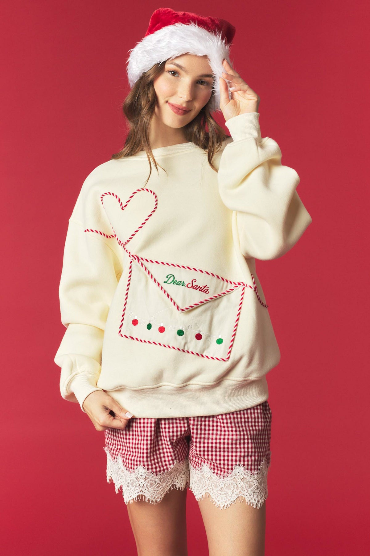 Dear Santa Envelope Pocket Christmas Sweatshirt – Butter Yellow