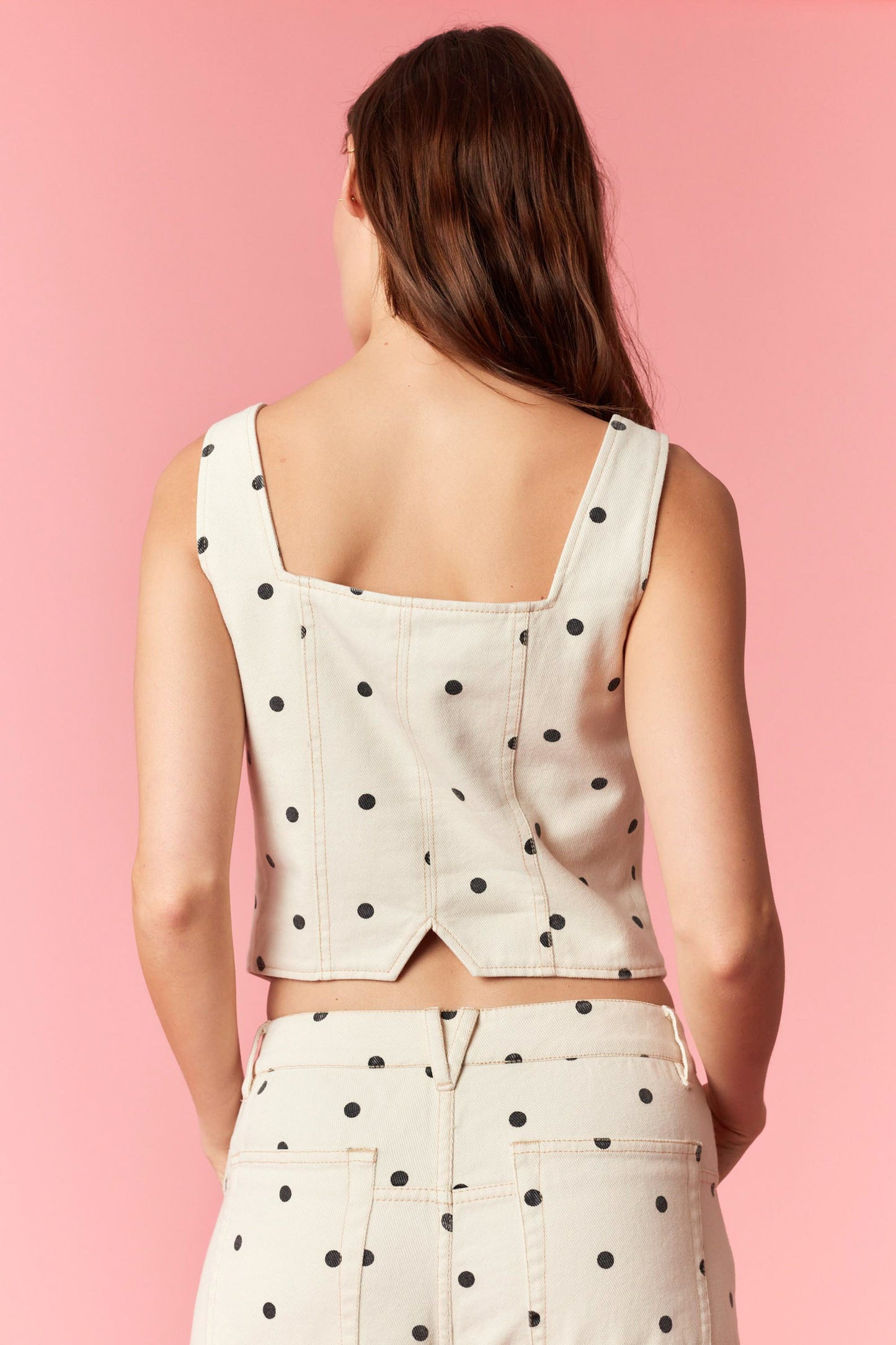 Polka Dot Denim Vest