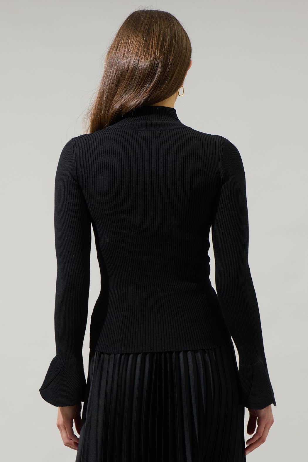 Black Malvern Bay Mock Neck Sweater