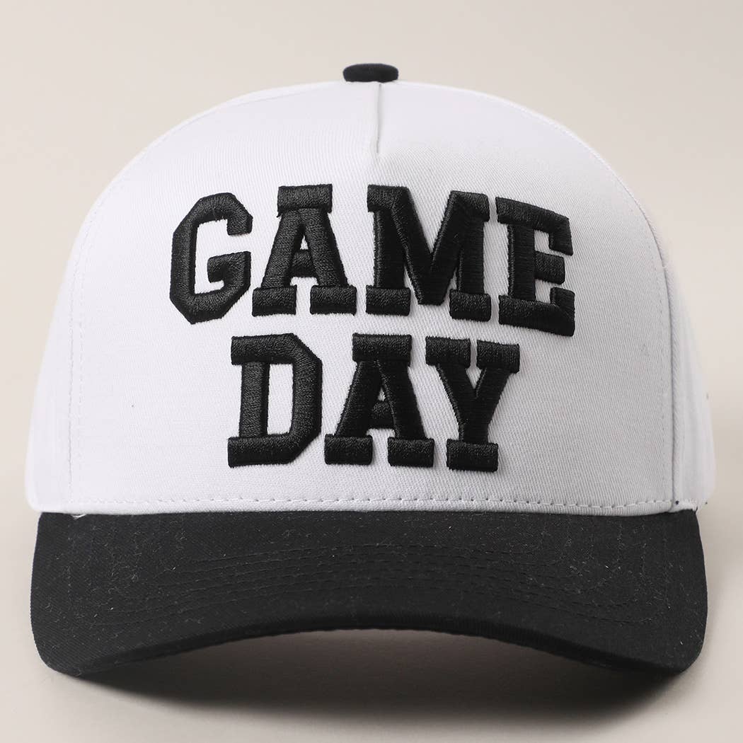 GAME DAY 3D Letter Embroidered Two-Tone Trucker Hat : BGD-WHT / ONE SIZE