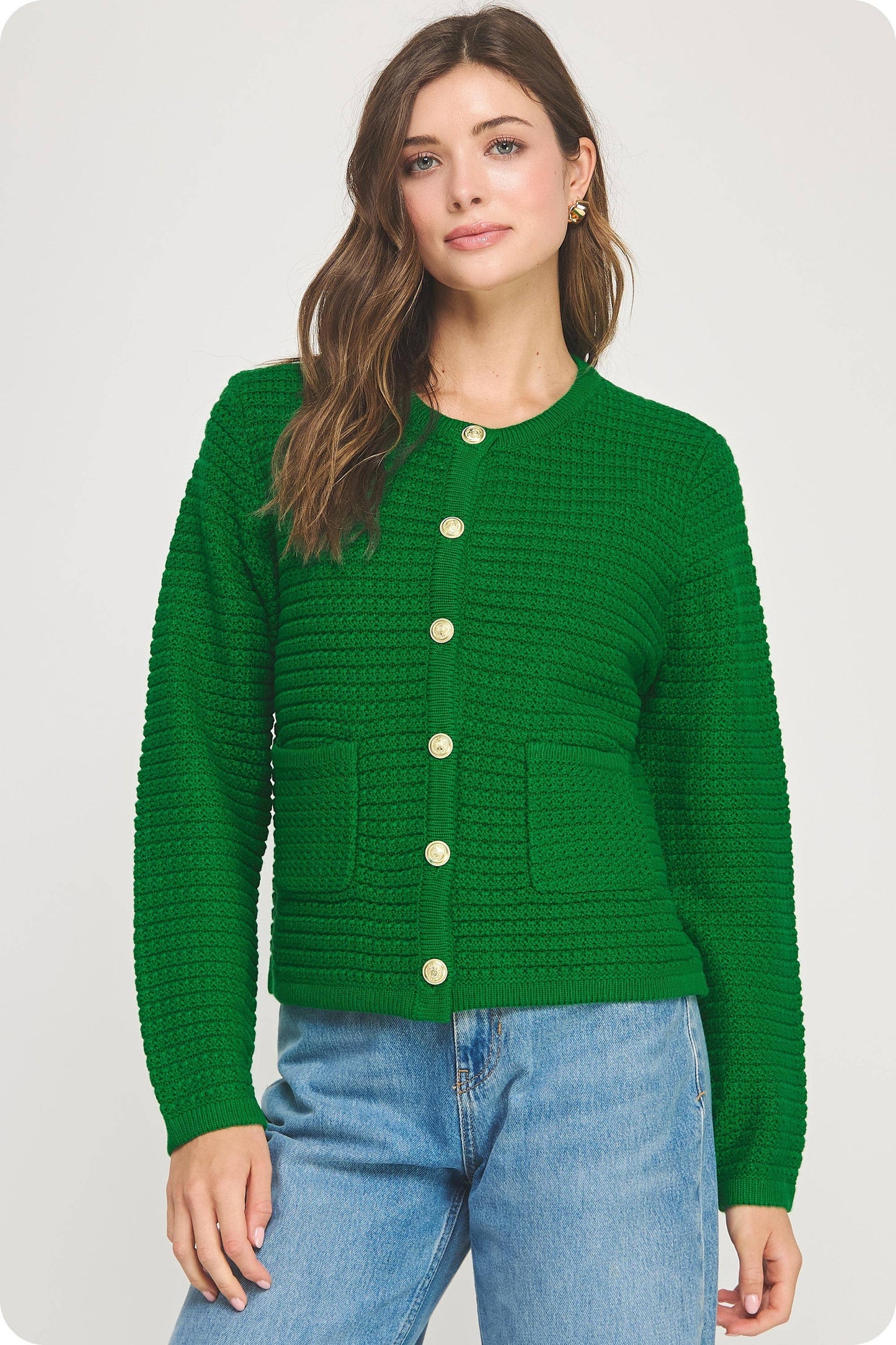 Emerald Textured Knit Cardigan