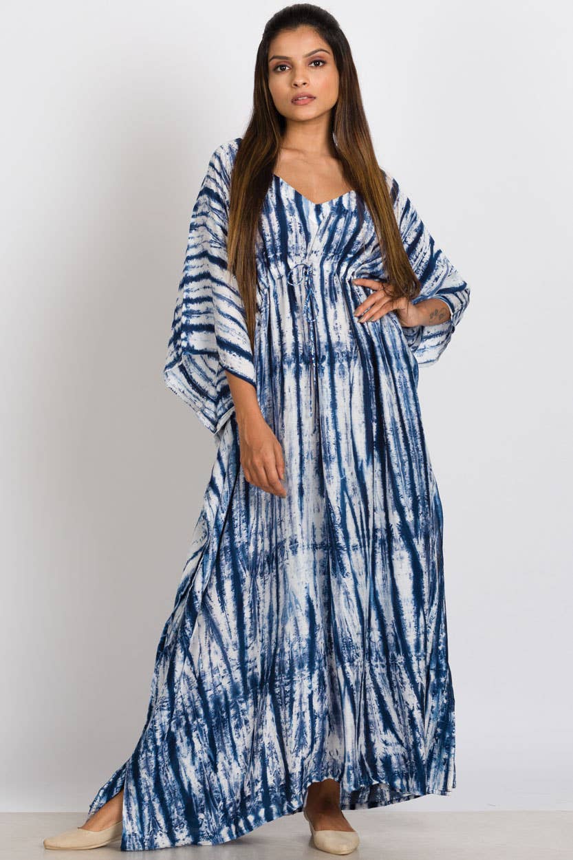 Shibori Caftans: Indigo & White
