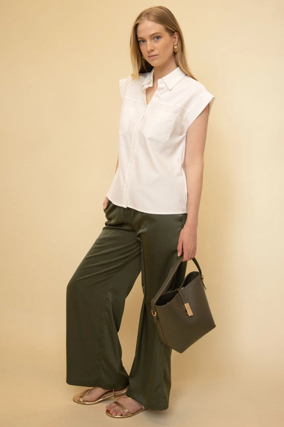 Ivory Short Sleeve Button Up Shirt