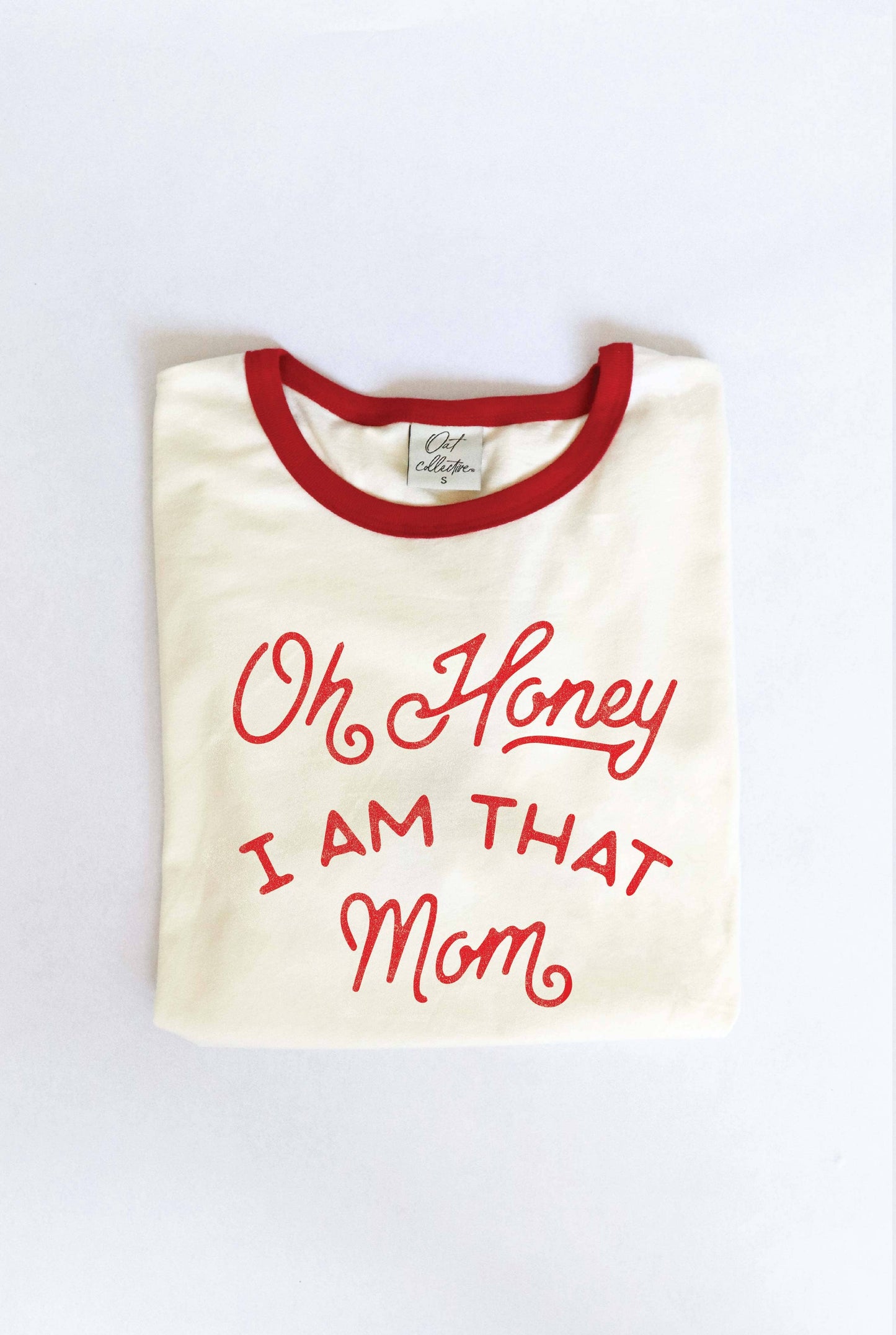 OH HONEY I AM THAT MOM Ringer Graphic T-Shirt: NATURAL/MUSTARD
