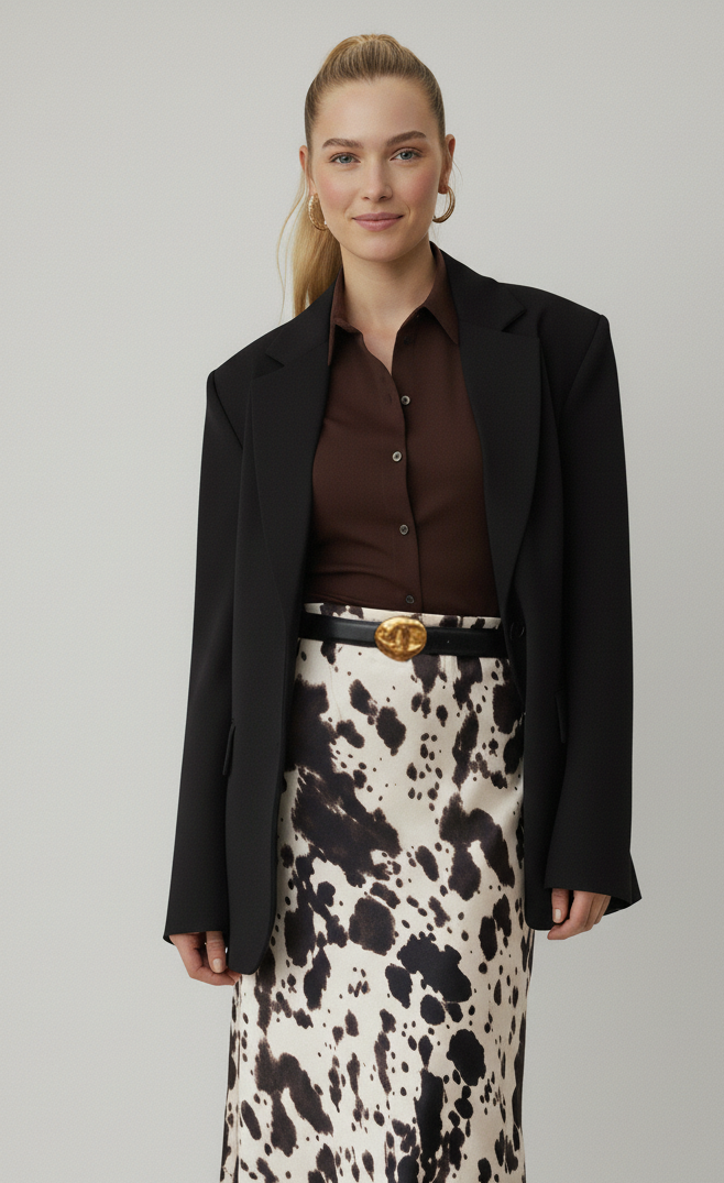 Black/Gold Stitched Clean Leather Belt with Asymmetrical Buckle