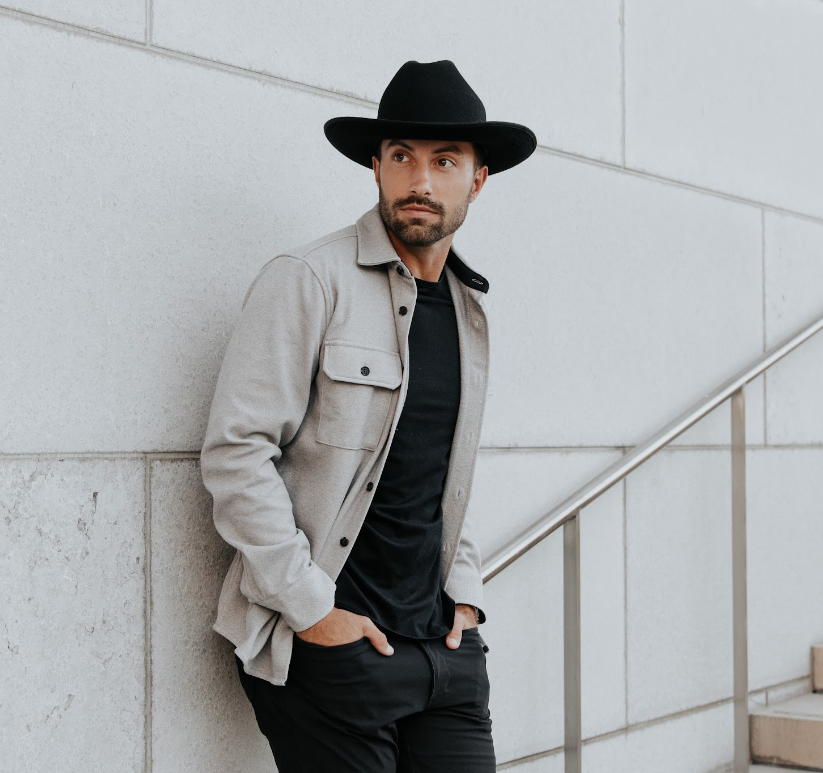 Wool Felt Open Road Fedora Hat - Style Dead End: Black