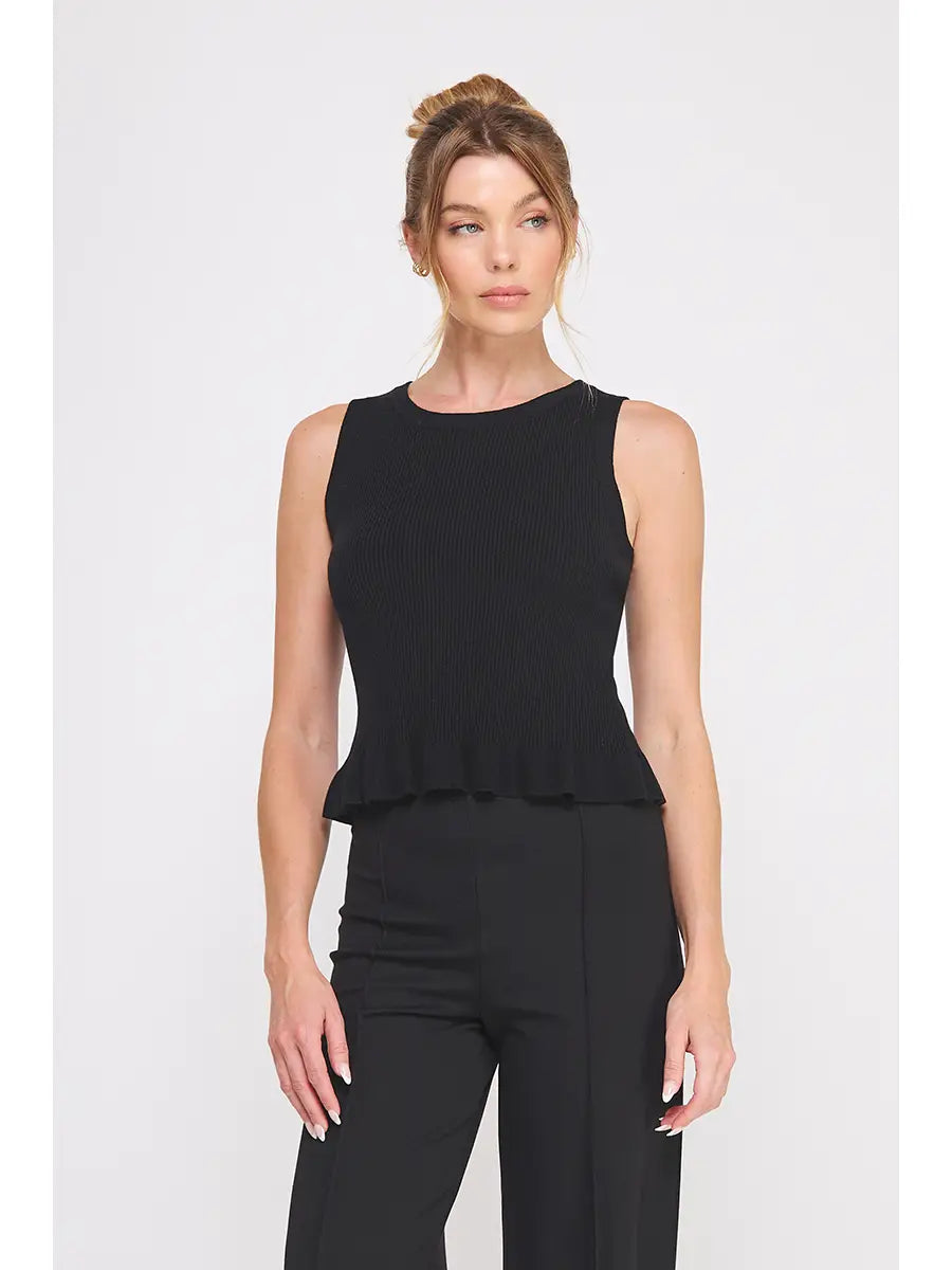 Black Knit Peplum Tank